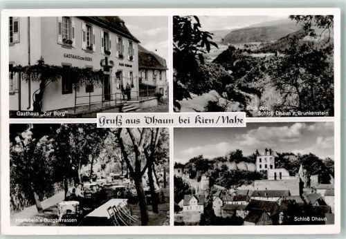 Dhaun Gasthaus Zur Burg Blick von Schloss Dhaun z. Brunkenstein Horlebeins Burgterrassen