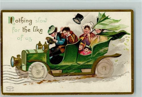 1910 Prägedruck - Naothing slow for the like of us - Ausflug im Sturm