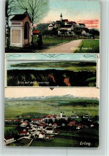Erling 1914 Kloster, Ammersee, Panorama AK gute Erhaltung