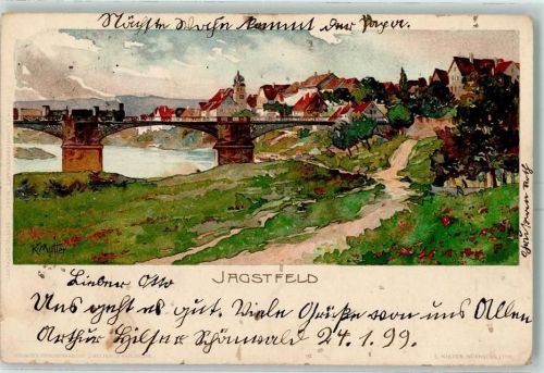 Jagstfeld 1899 Eisenbahn auf der Brücke Velten Verlag 262 AK