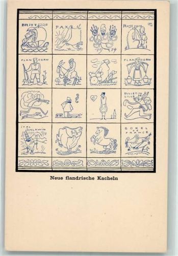 Satire - Neue flandrische Kacheln sign. Karl Arnold aus der Liller Kriegszeitung AK