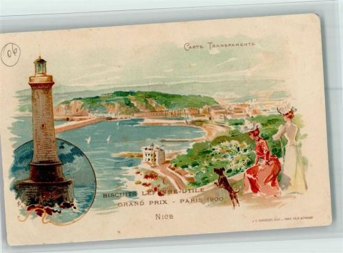 Nice Carte Transparente - Leuchtturm - Grand Prix - Paris 1900 Biscuits Lefevre-Urile - Werbung
