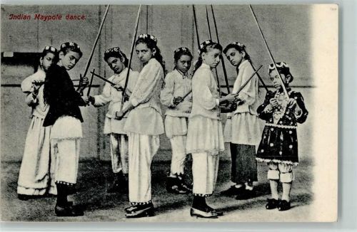 Indian Maypole dance - Volkstanz AK Volkstypen / Brauchtum Indien