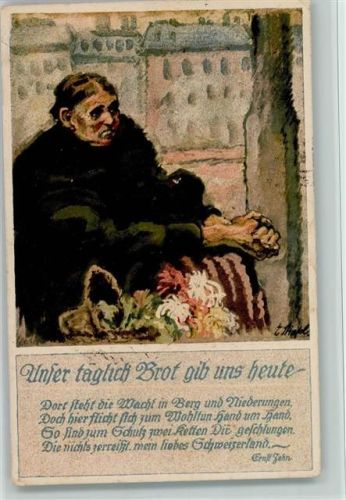 Zürich Unser Brot gib uns heute , sign Stiefel Kriegsnot 1914 Künstlerkarte