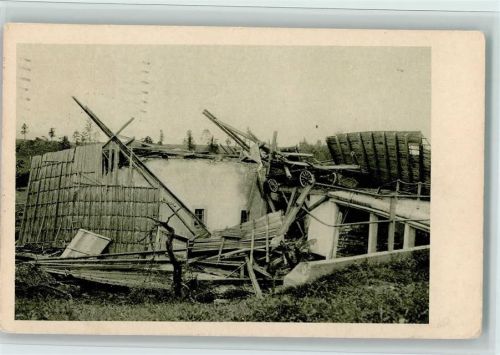 La Chaux-de-Fonds Cyclone Katastrophe 1926, eingestürztes Haus mit Automobil, kl. Stempelspur