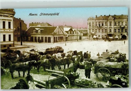 Kowno Stimmungsbild Pferde Geschütze