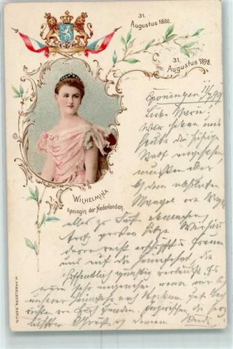 Groningen 1880 - 1898 Portrait Wilhelmina Königin der Nederlanden Wappen Ort lt. Stempel
