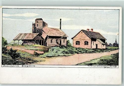 Dompierre Zuckerfabrik im Felde gezeichnet
