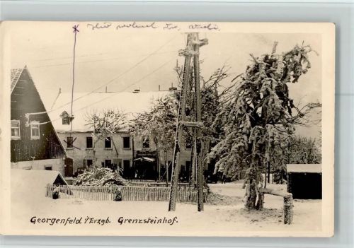 Zinnwald-Georgenfeld 1944 Grenzsteinhof im Winter AK Gute Erhaltung