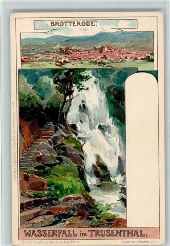 Brotterode Martin Kunstverlag Nr. - Wasserfall im Trusenthal, gute Erhaltung AK