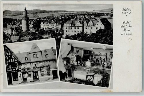 Idstein 1940 Hotel deutsches Haus mit Innenansicht, AK