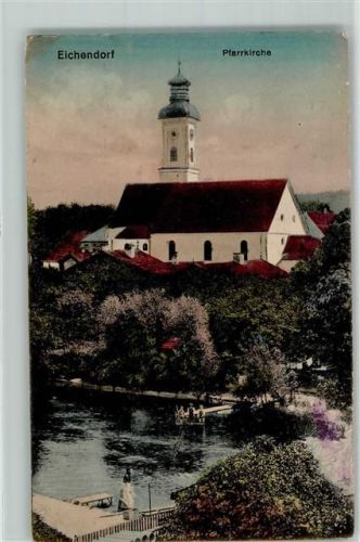 Eichendorf 1919 Pfarrkirche Steg Angler Kinder