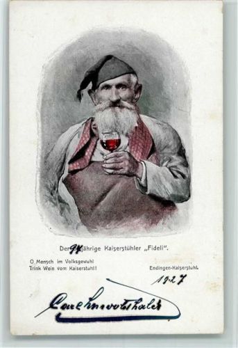 Endingen 1927 Der 88jährige Kauserstühler "Fideli" - Volkstypen , sehr gute Erhaltung AK