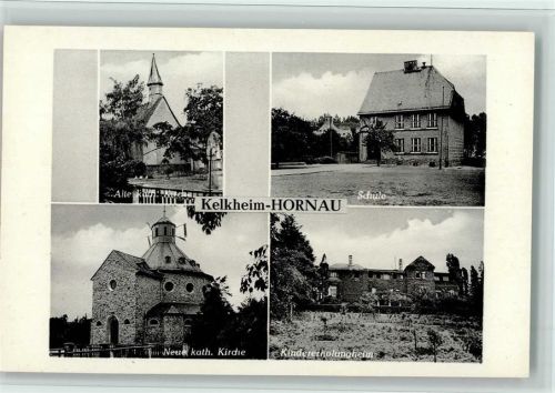 Kelkheim 1956 Schule, Kirche, Kindererholungsheim, sehr gute Erhaltung AK