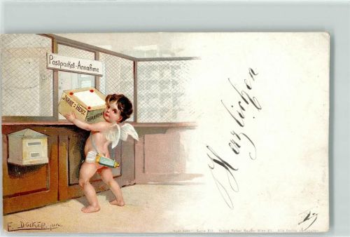 1900 sign. Döcker Amor Engel Postpaket-Annahme AK