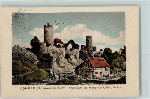 04655 O7234 Kohren-Sahlis Künstlerkarte sign Ludwig Richter