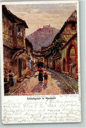 Hambach 1930 Schlossgasse - Künstlerkarte - sign Hartmann Nr. 316 - Pfälzer Verein
