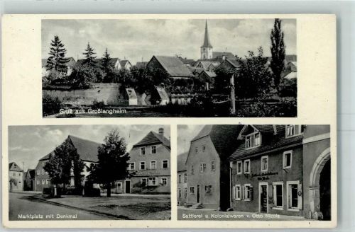 Großlangheim Marktplatz Denkmal Sattlerei und Kolonialwaren von Otto Nicola Überstempel