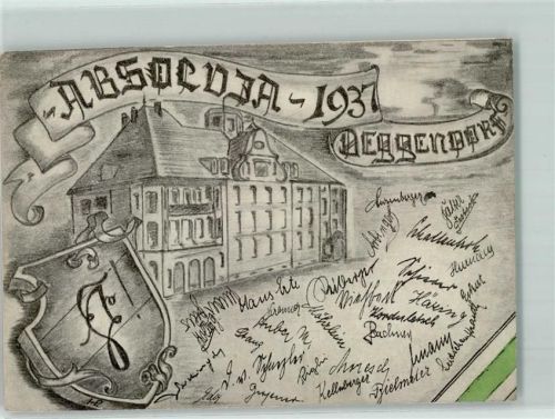 Deggendorf 1937 Absolvia Studentika Unterschriften sign Künstlerkarte
