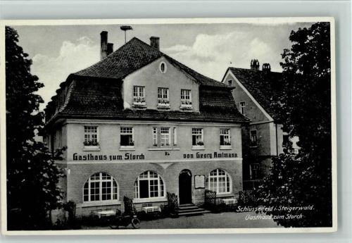 Schlüsselfeld 1938 Gasthaus zum Storch , gute Erhaltung AK