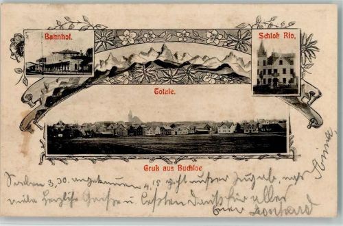 86807 W8938 Buchloe 1906 - Bahnhof, Schloß Rio, Teilansicht AK