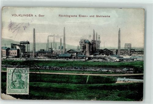 66333 W6620 Völklingen 1908 Gebrauchsspuren Röchling'sche Eisen- und Stahlwerke