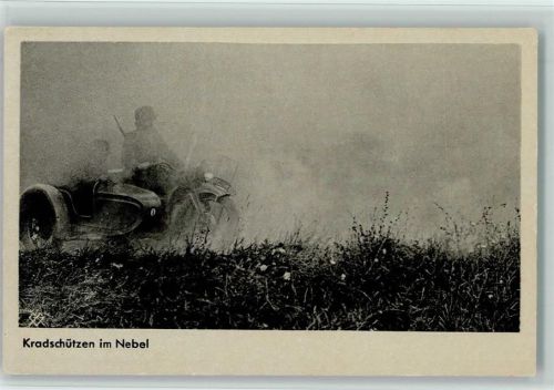 Kradschützen im Nebel - Wehrmacht Bildserie 411/86