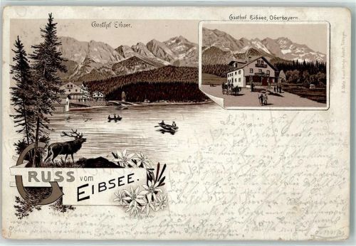 Eibsee 1893 Gasthaus Eibsee Ruderboote Hirsch Vorläufer