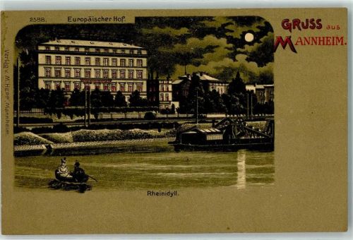 Mannheim Rheinidyll Europäischer Hof Ruderboot