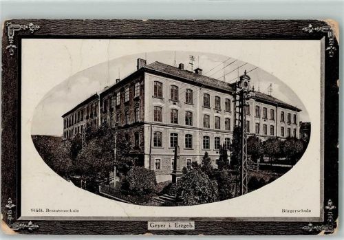 09468 O9307 Geyer 1910 Prägedruck Bürgerschule Städt. Beamtenschule Passepartout