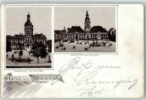 Mannheim 1896 Paradeplatz Kaufhaus Marktplatz Rathaus