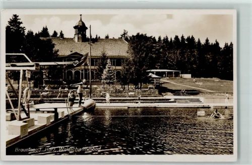 Braunlage Waldschwimmbad Hakenkreuzfahne AK WK II WK II
