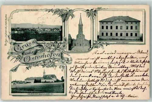 Osterhofen 1896 Kloster Damenstift Schulhaus Stadtpfarrkirche