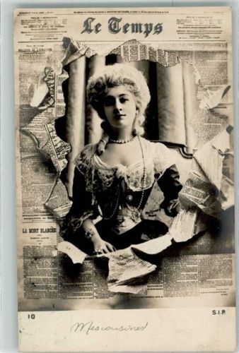 1902 Zeitung Le Temps Frauenschönheit durchbrochene Papierwand Verlag S.I.P. Nr. 10 AK