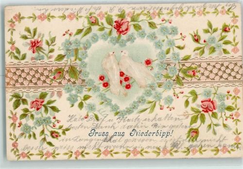 Niederbipp 1904 Prägedruck Rosen Vergissmeinnicht AK