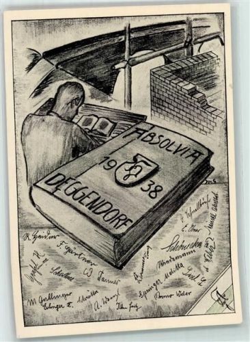 Deggendorf Absolvia 1938 Studentika Unterschirften Buch sign