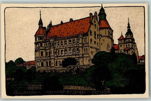 18273 O2600 Güstrow Künstlersteindruck Grossherzogl. Schloss