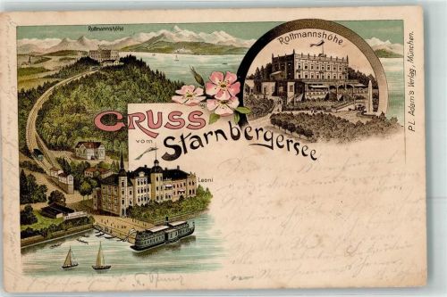 82335 W8137 Berg , Starnberger See 1897 - Rottmannshöhe Eisenbahn Seitenraddampfer