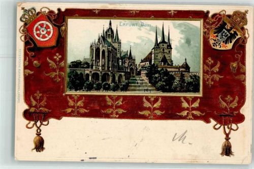 Erfurt Dom Wappen Passepartout Lithographie