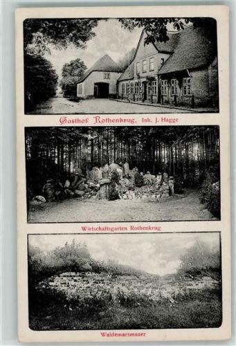 24867 W2381 Dannewerk - Gasthaus Rothenkrug Wirtschaftsgarten Waldemarsmauer Danewerk Ort handschriftlich
