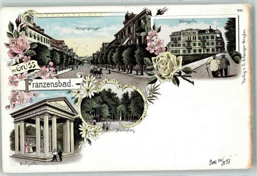 Frantiskovy Lazne Kaiserstraße Königsvilla Marktplatz Stahlquelle Blumen Kutsche