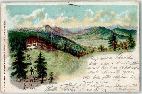 Tegernsee 1901 Posthilfstelle Neureut Gasthaus Neureut