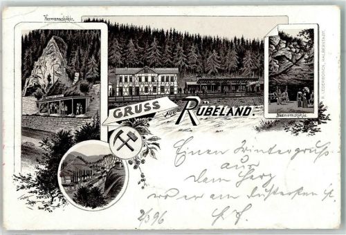 Rübeland 1896 Hermannshöhe Hammer Werkzeug Bahnpost Halberstadt Vorläufer