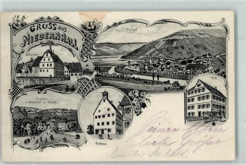 Niedernhall 1913 Rathaus Götzenhaus Fabrik Schaufler und Wund