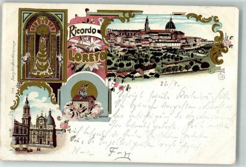 60025 Loreto 1900 Lithographie Kirche Engel