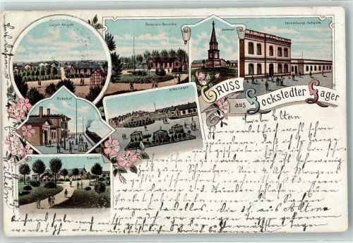 Hohenlockstedt 1897 Lockenstedter Lager Generals-Baracke Verwaltungs-Gebäude Casino Denkmal Lithoraphie