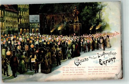 Erfurt 1907 Lutherstadt bei Nacht