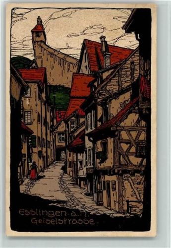 Esslingen 1920 Straße Geiselstr. AK