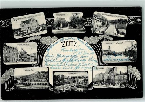Zeitz 1911 Albin Noethersches Volksbad Schillerplatz Vereinshaus Wendischerberg mit Drahtseilbahn Wendischestraße Rathaus Altmarkt I. Stadtscule Kloster Posa Auebrücke Rossmarkt