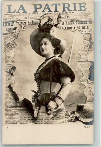 Verlag S.I.P. Serie Nr.4 La Patrie Zeitung Werbung durchbrochene Papierwand Frauenschönheit Erotik AK